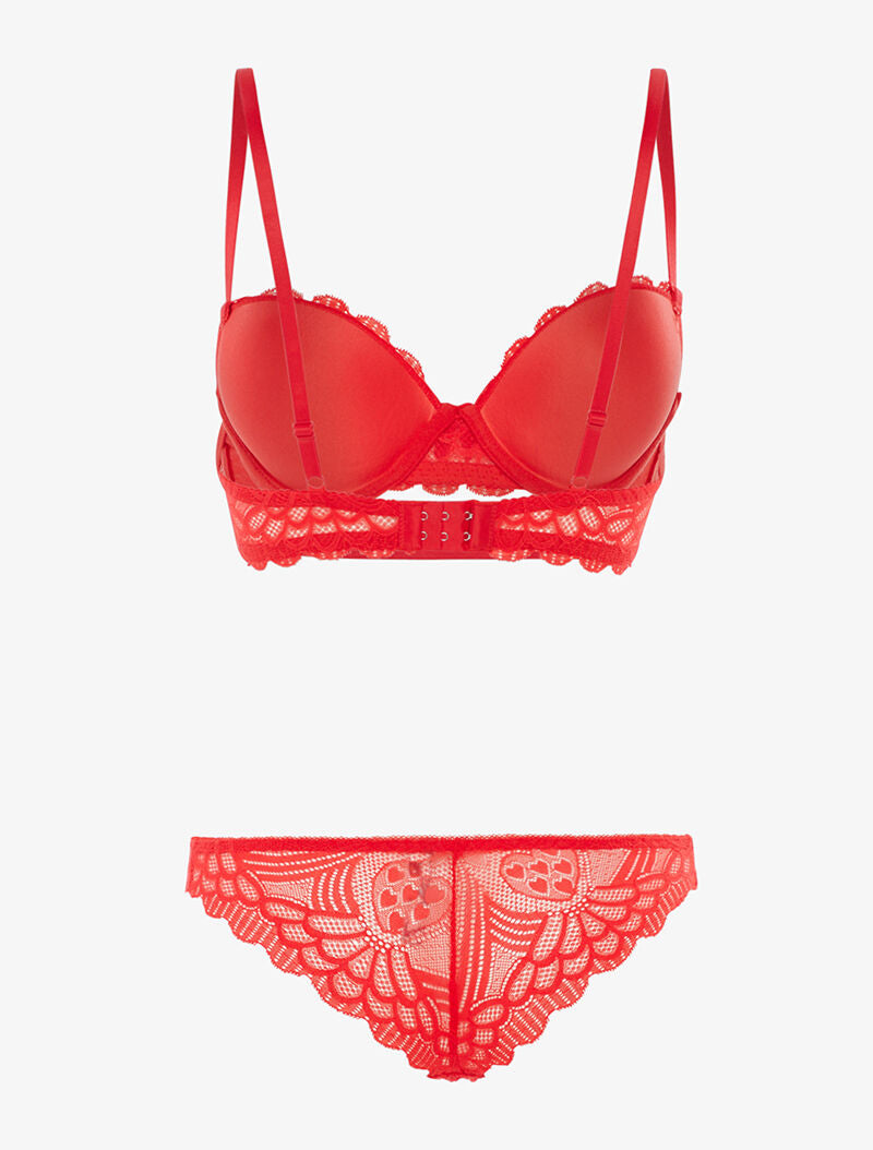 Ensemble SG et tanga en broderie fine - rouge - 2