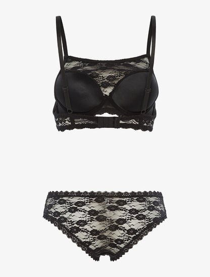 Ensemble SG style brassière en dentelle et culotte - noir - 2