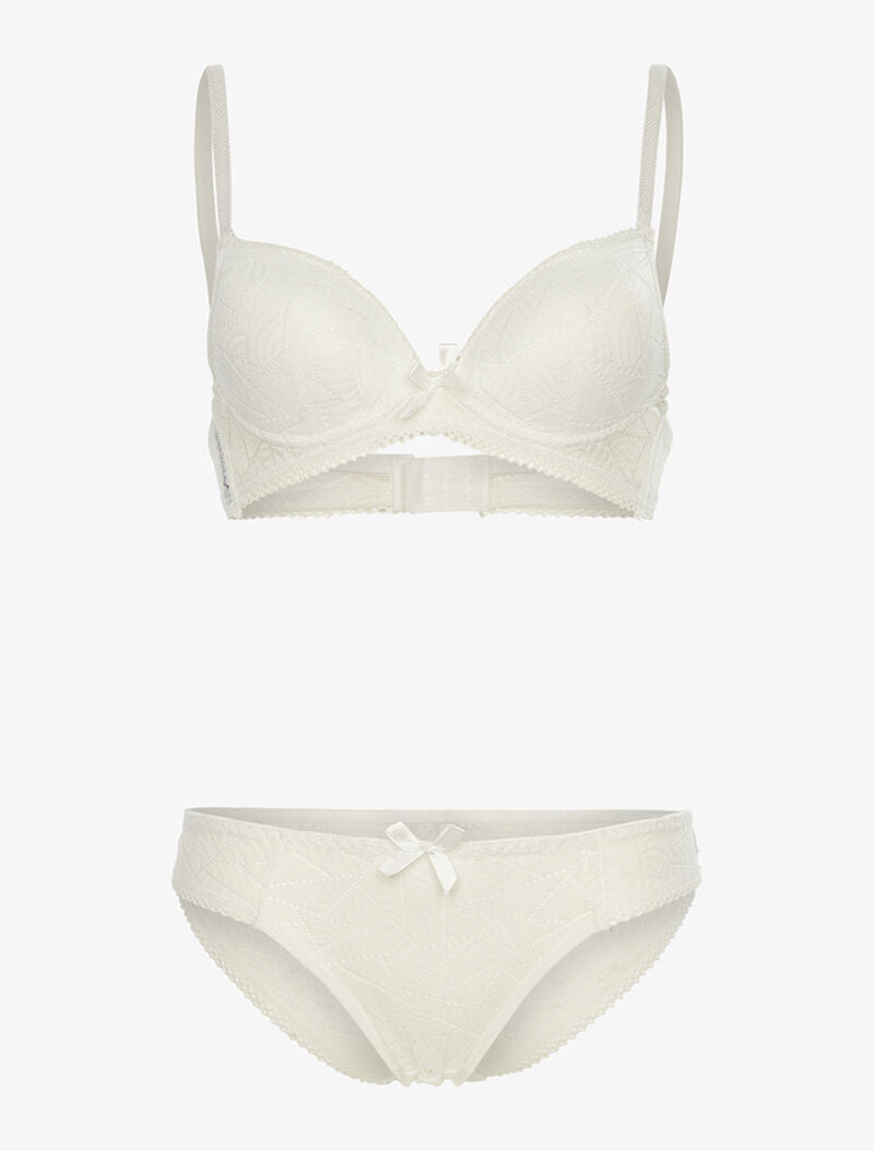 Ensemble SG et tanga en dentelle arrondie - blanc - 3