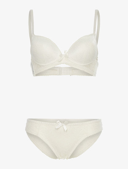 Ensemble SG et tanga en dentelle arrondie - blanc - 3