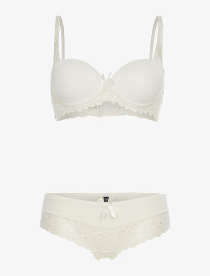 Ensemble emboîtant bi matière - ecru - 3