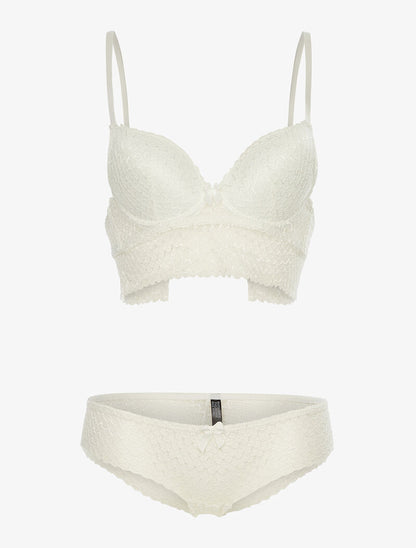 Ensemble SG et shorty dentelle vagues - blanc - 3