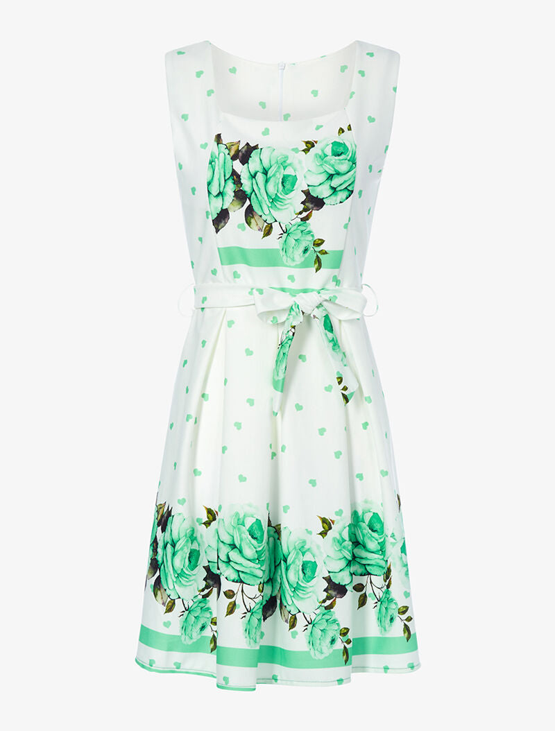 Robe à coeurs imprimé fleurs - vert/blanc - 1