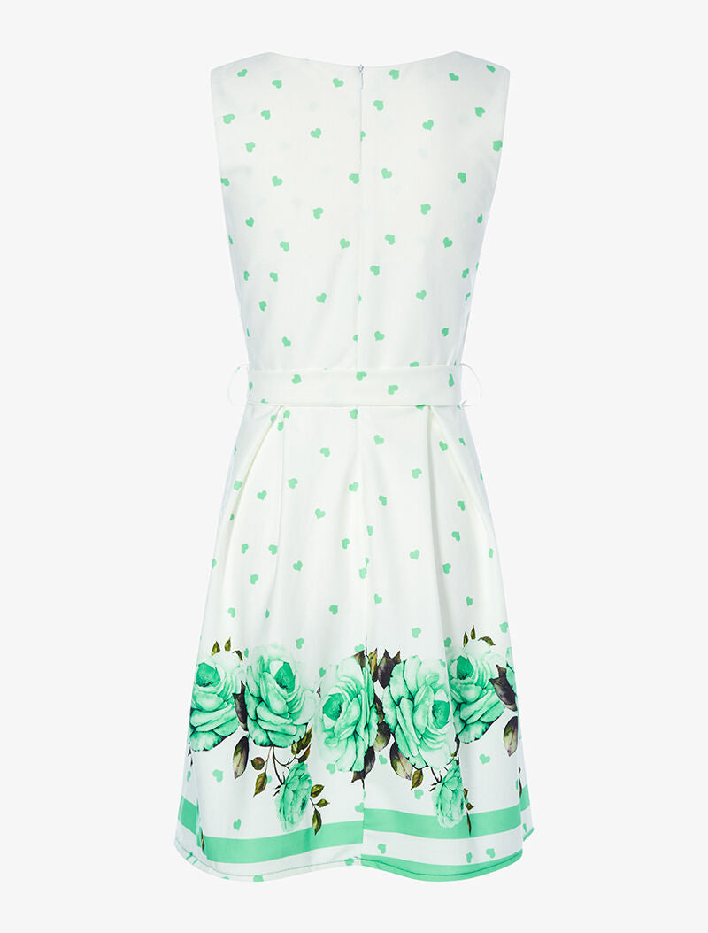 Robe à coeurs imprimé fleurs - vert/blanc - 2