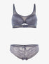 Ensemble en dentelle ajourée et tulle - gris bleuté - 1