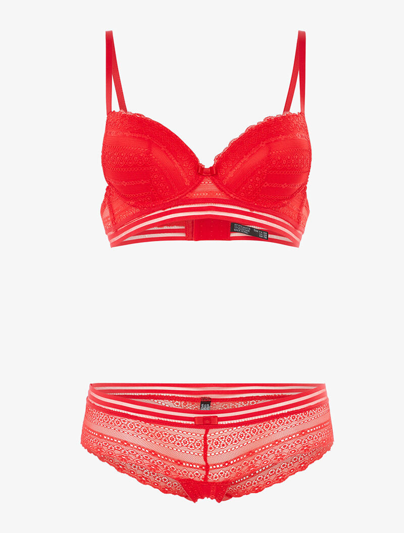 Ensemble SG et shorty à lignes graphiques - rouge - 1