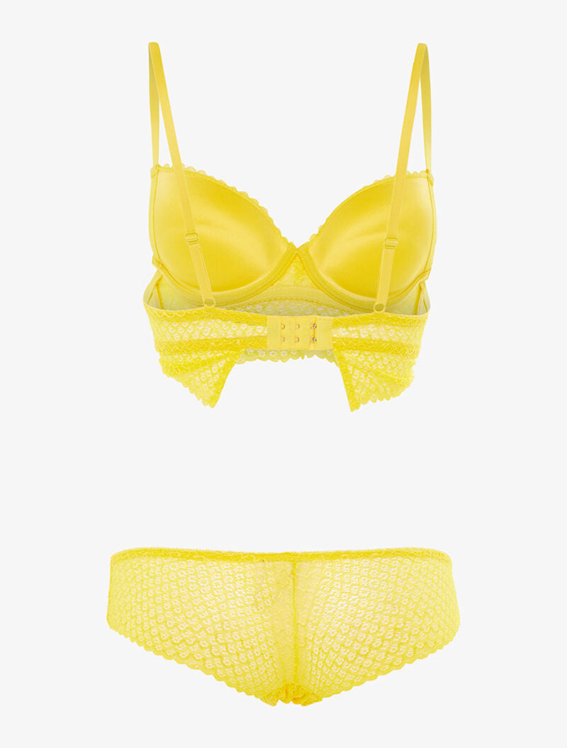 Ensemble SG et shorty dentelle vagues - jaune - 2