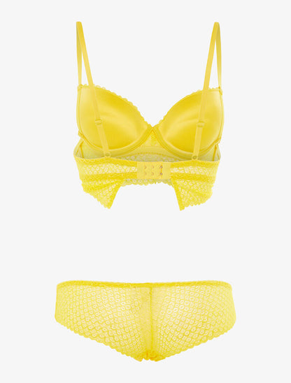 Ensemble SG et shorty dentelle vagues - jaune - 2