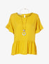 Top à bords volantés et sautoir - jaune - 1