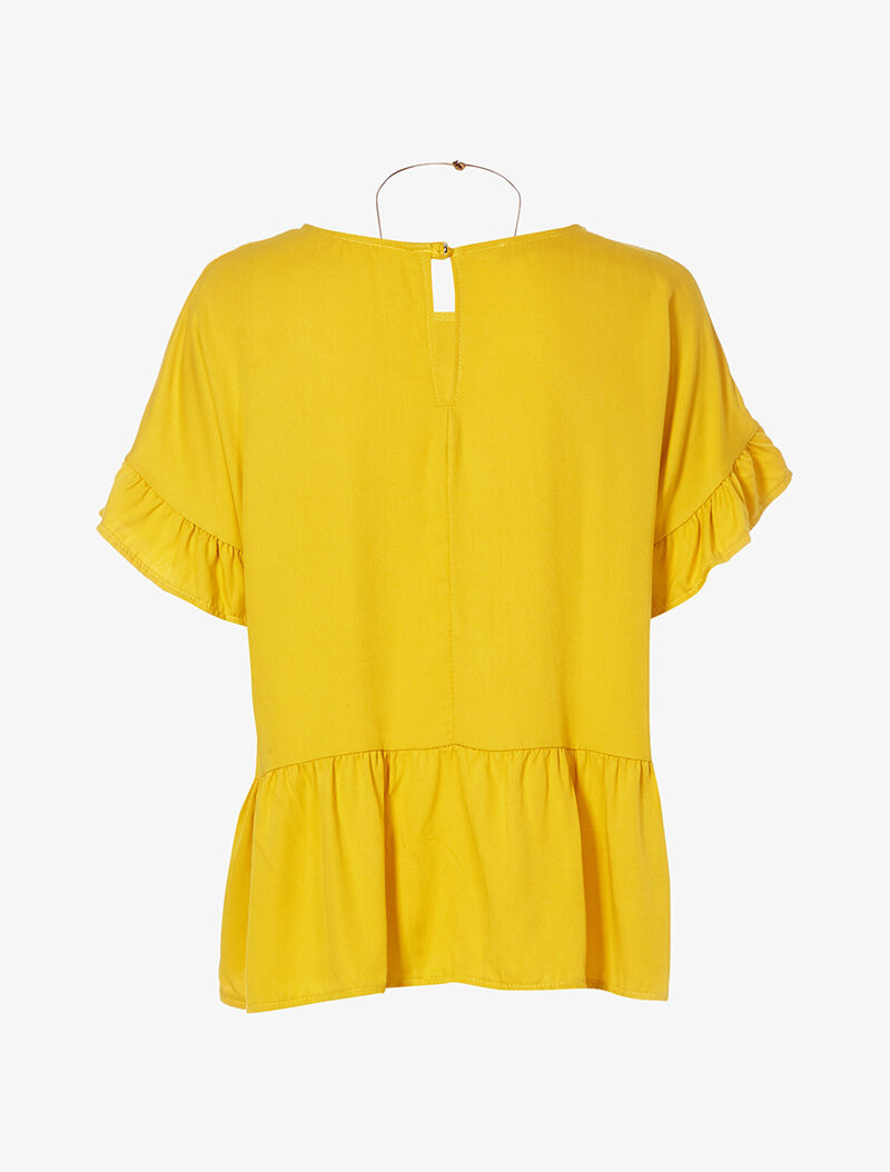 Top à bords volantés et sautoir - jaune - 2