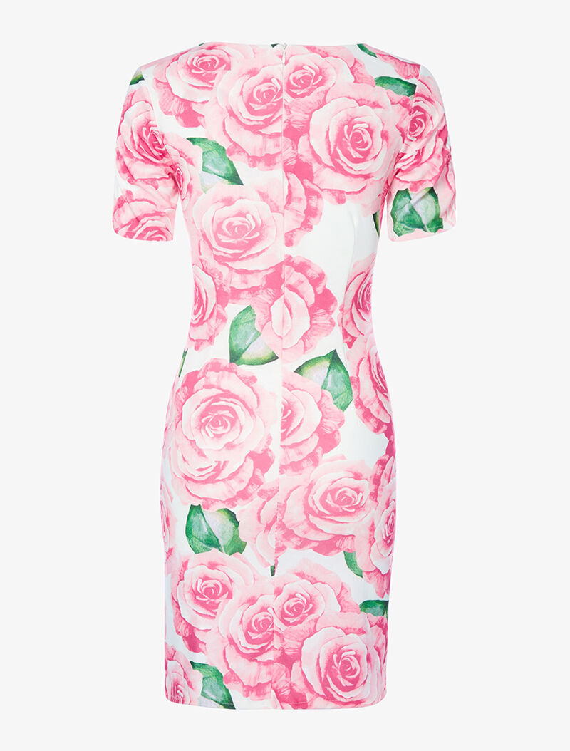 Robe boutonnée à grand imprimé - rose - 2