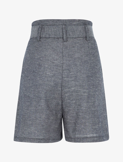 Short taille empire en lin - marine - 2