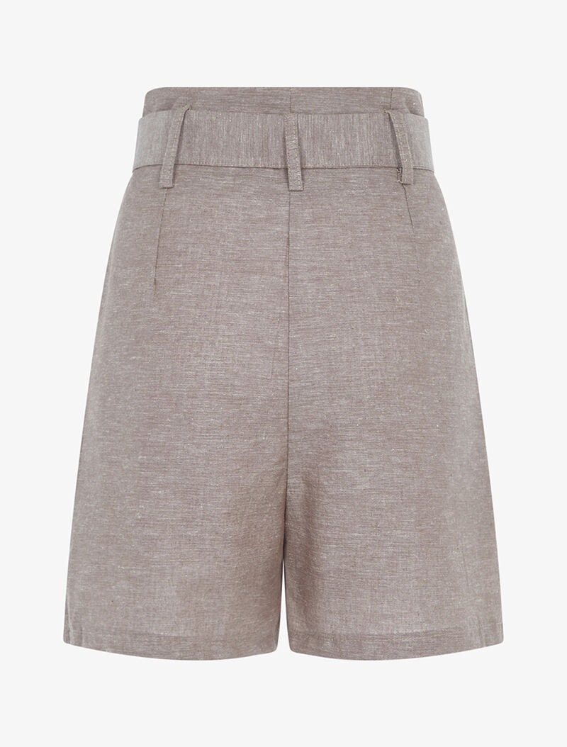 Short taille empire en lin - taupe - 2