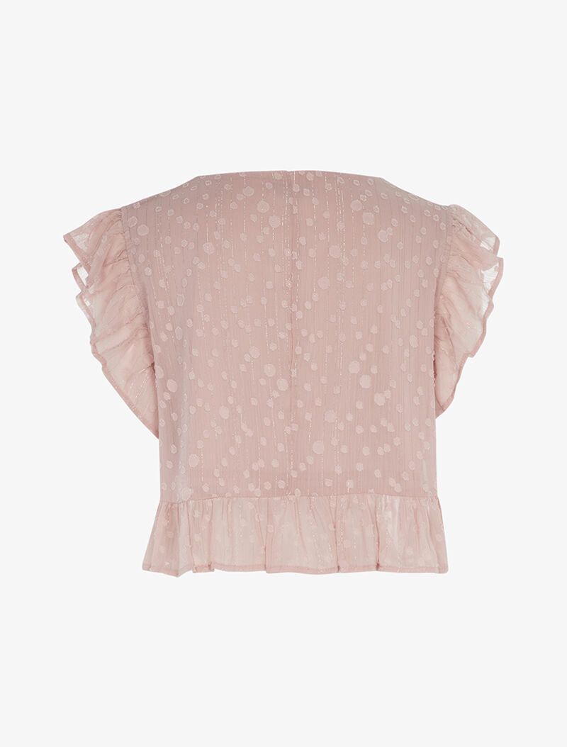 Crop top à bords volantés - vieux rose - 2