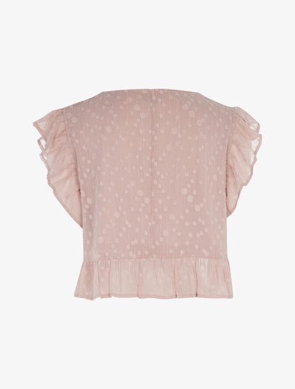 Crop top à bords volantés - vieux rose - 2