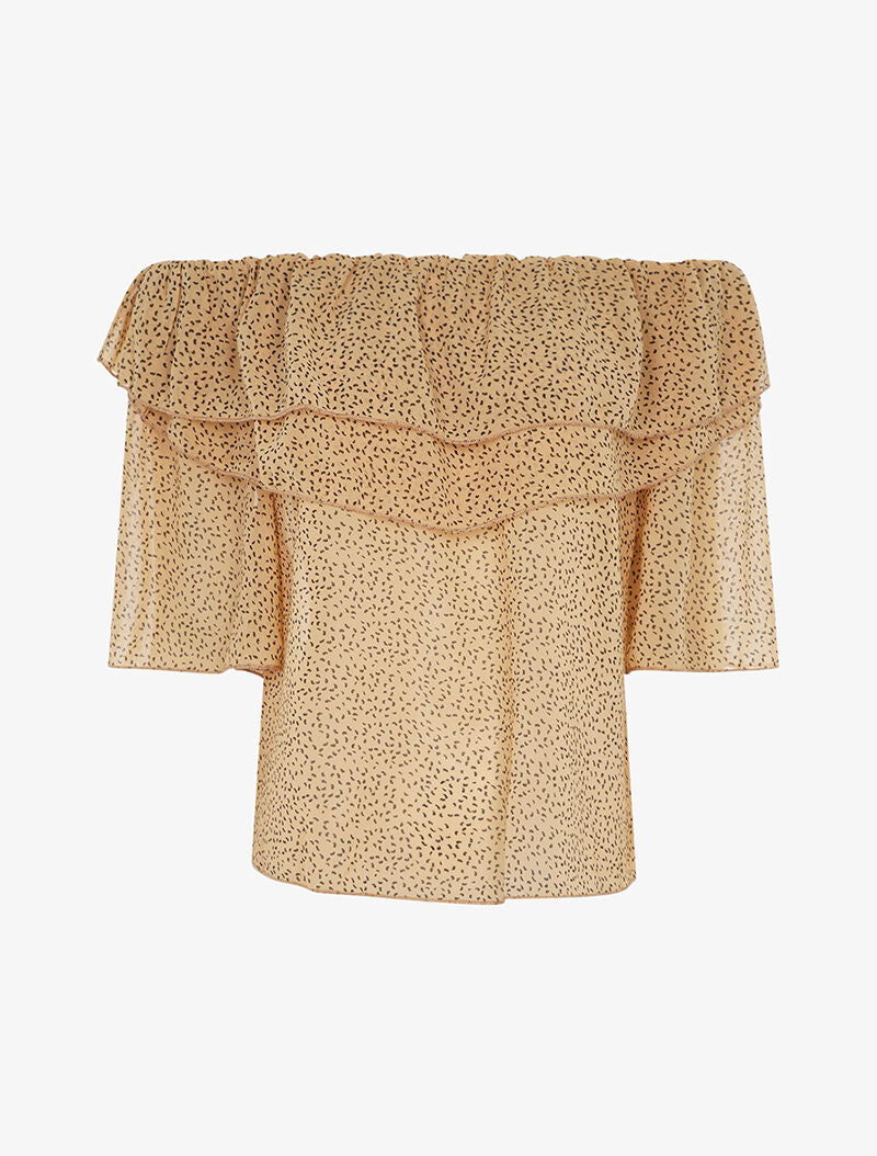 Blouse transparente mouchetée - pêche - 1