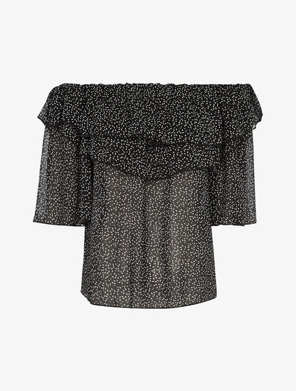 Blouse transparente mouchetée - noir - 3