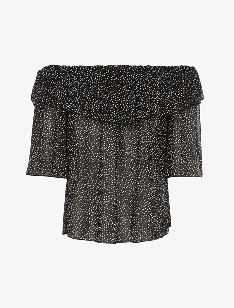 Blouse transparente mouchetée - noir - 2