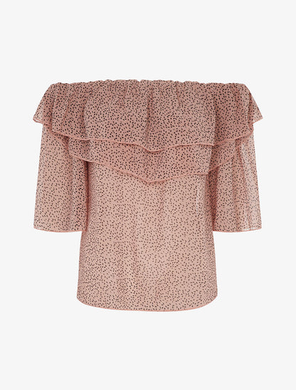 Blouse transparente mouchetée - rose - 1