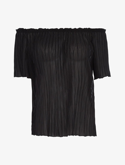 Top gaufré transparent - noir - 1