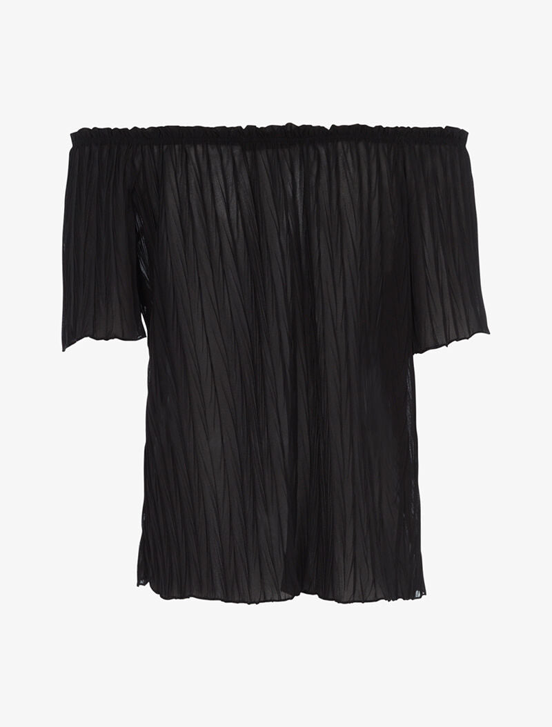 Top gaufré transparent - noir - 2