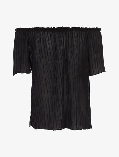 Top gaufré transparent - noir - 2