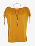 Top à manches ajustables et sautoir - moutarde - 1