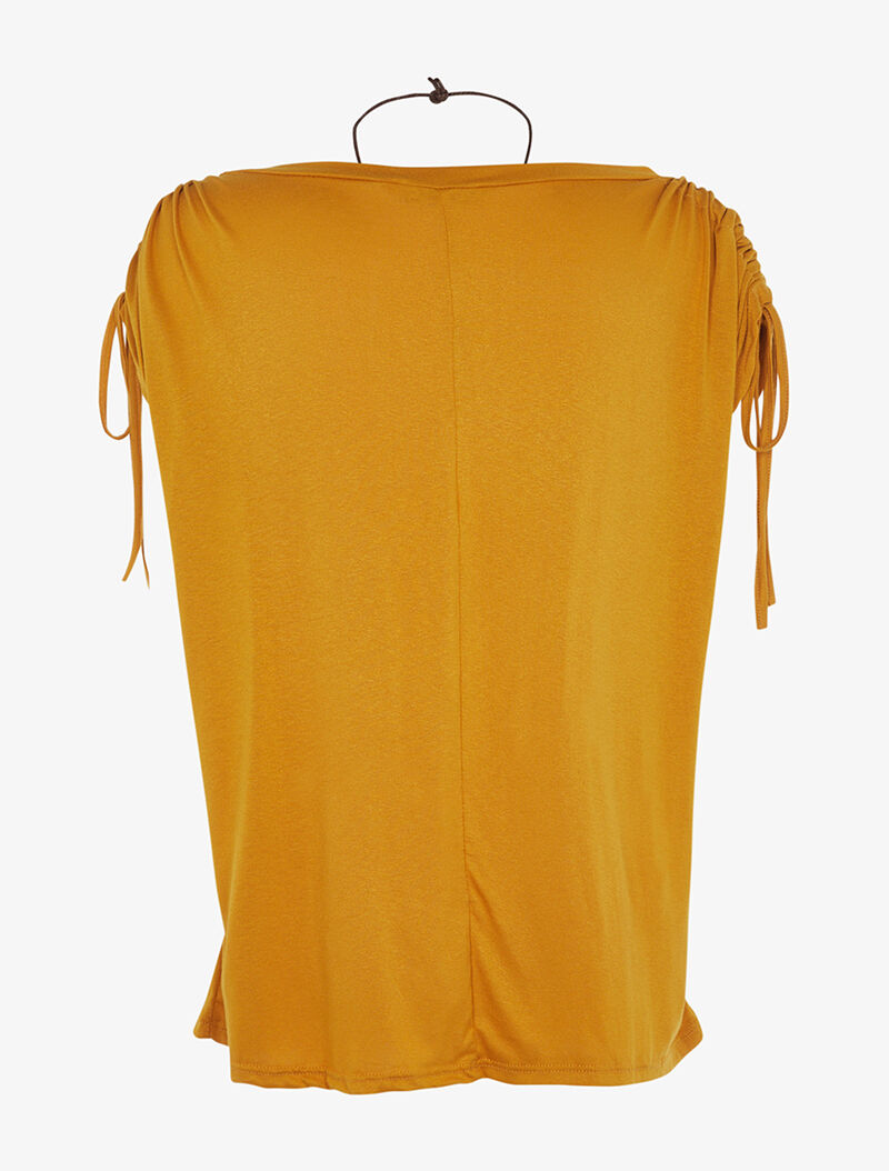 Top à manches ajustables et sautoir - moutarde - 2