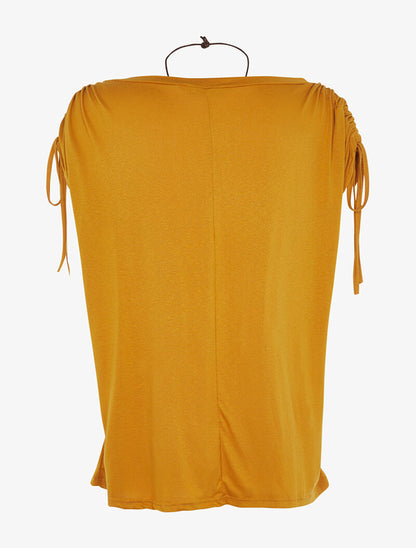 Top à manches ajustables et sautoir - moutarde - 2
