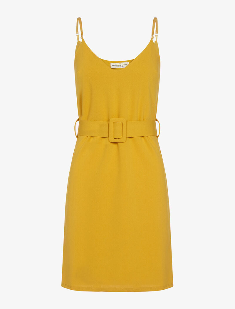 Robe nuisette à taille ceinturée - moutarde - 3