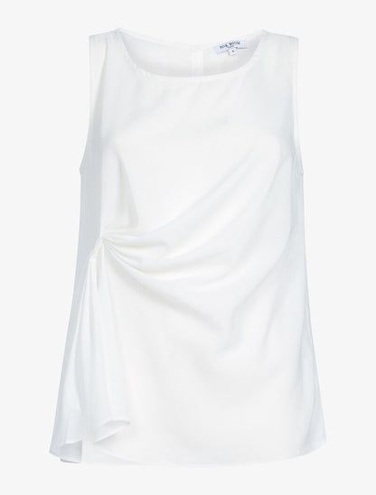 Blouse drapée en voile fin - blanc - 3