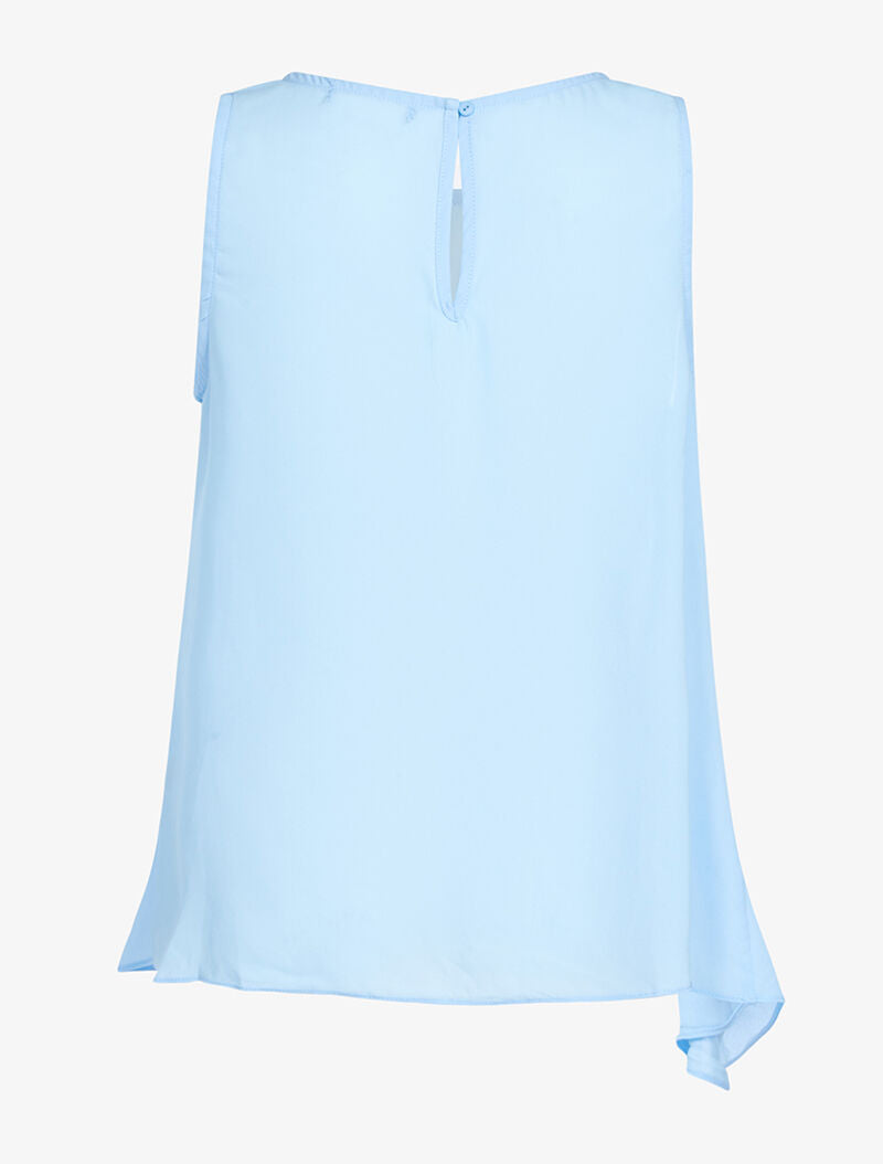 Blouse drapée en voile fin - bleu ciel - 2