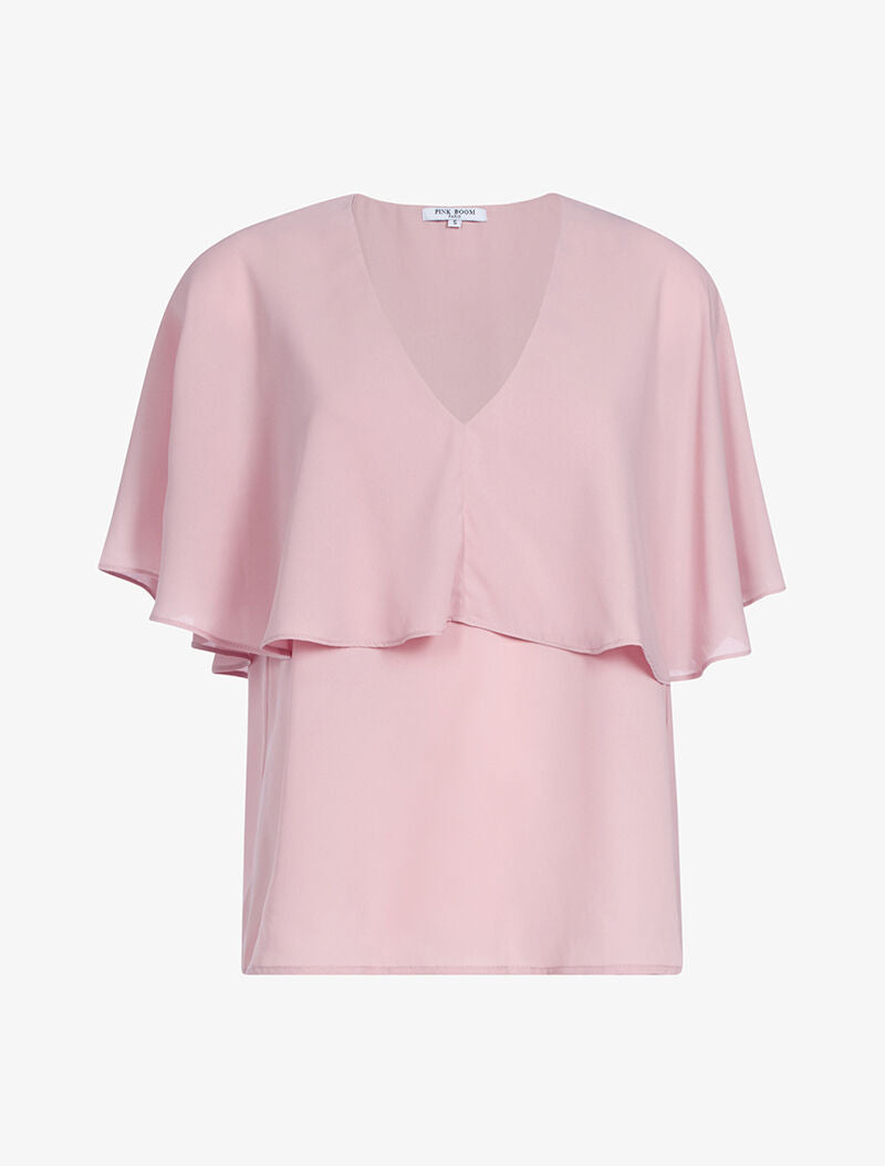 Top style cape en voile fin - rose - 1