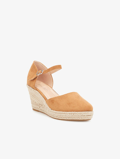 Compensées à contrefort et avant en suédine - camel - 2