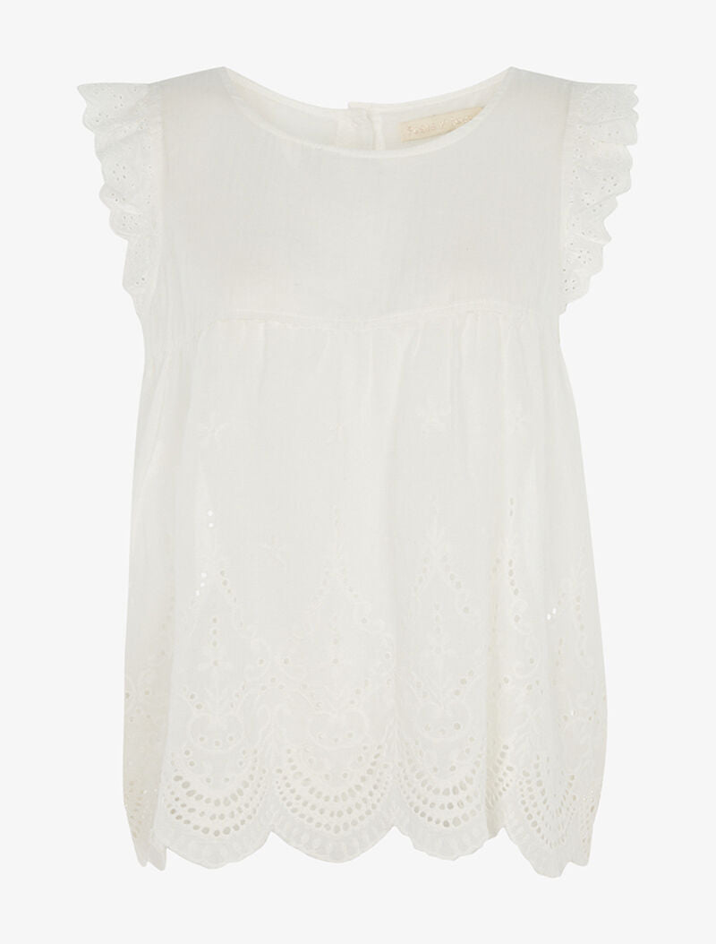 Top corsage en coton à détails crochet - ecru - 1