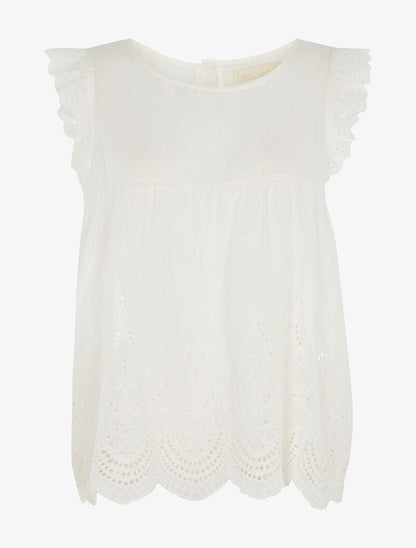 Top corsage en coton à détails crochet - ecru - 1