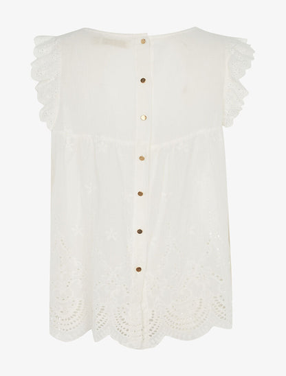 Top corsage en coton à détails crochet - ecru - 2