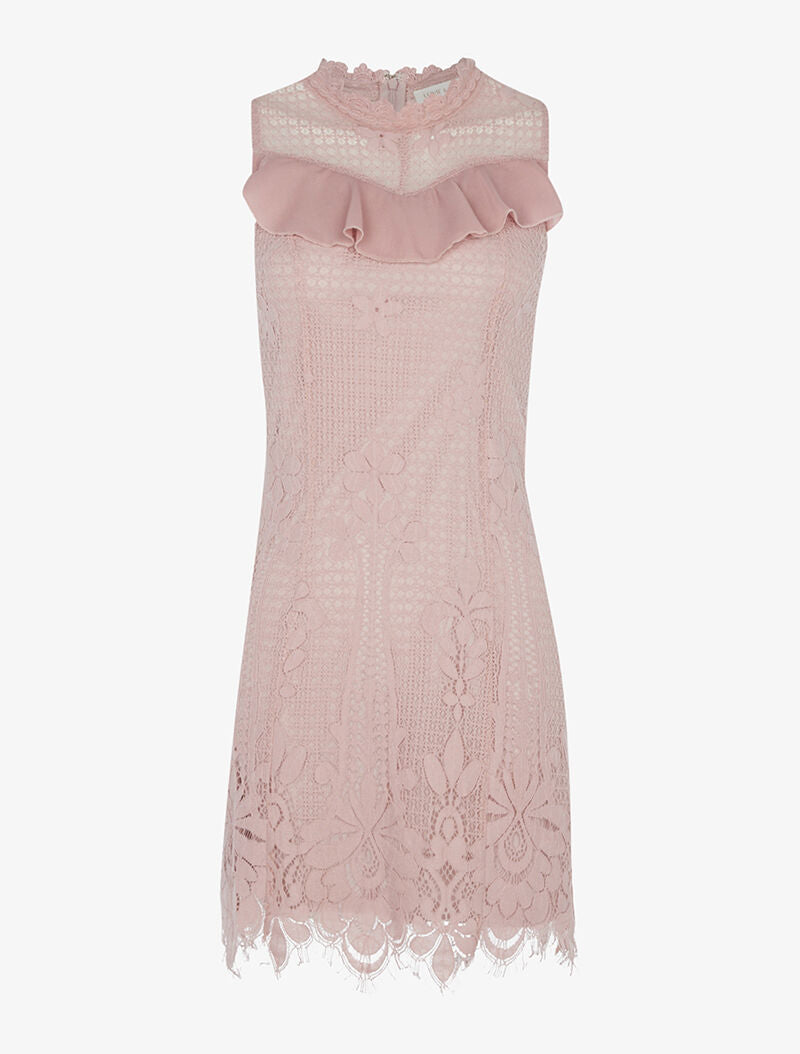 Robe en crochet fin ajouré - rose - 3