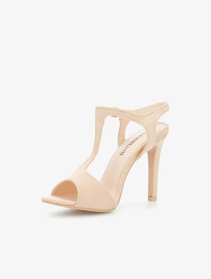 Sandales salomé à talon aiguille - beige clair - 3