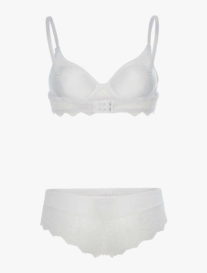 Ensemble en dentelle crantée et culotte - blanc - 2