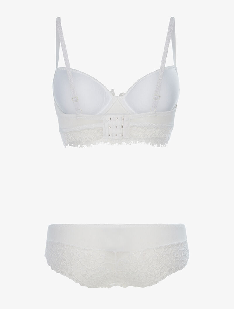 Ensemble à bordure dentelle et culotte - blanc - 2