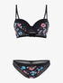 Ensemble imprimé floral et culotte - noir - 1