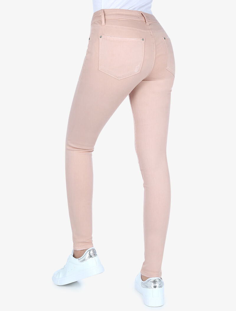 Jean uni slim - rose - 1