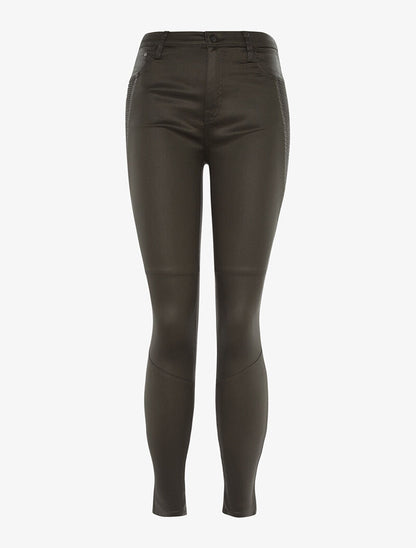 Jean enduit cuisses matelassées - kaki - 1