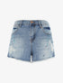 Mini short déchiré à éclaboussures - denim clair - 3