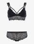 Ensemble à dentelle romantique et tanga - noir - 1