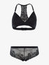 Ensemble triangle dentelle dos nageur et shorty - noir - 1