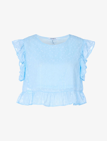Crop top à bords volantés - bleu ciel - 1