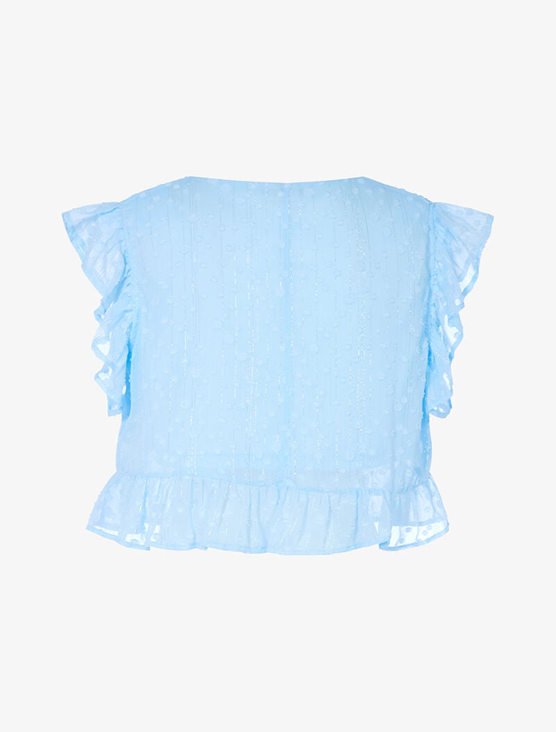 Crop top à bords volantés - bleu ciel - 2