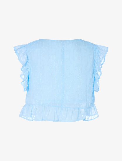 Crop top à bords volantés - bleu ciel - 2